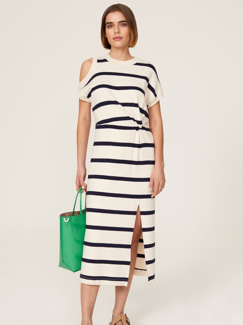 Tanya Taylor Cream and Navy Striped Knit Top